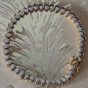 ❗️FIRM❗️VINTAGE DBJ Dee Berkeley 925 Gold & CZ Diamonds Tennis Bracelet